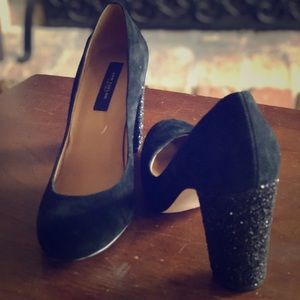 Ann Taylor Suede & Sequins Heels - Size 7
